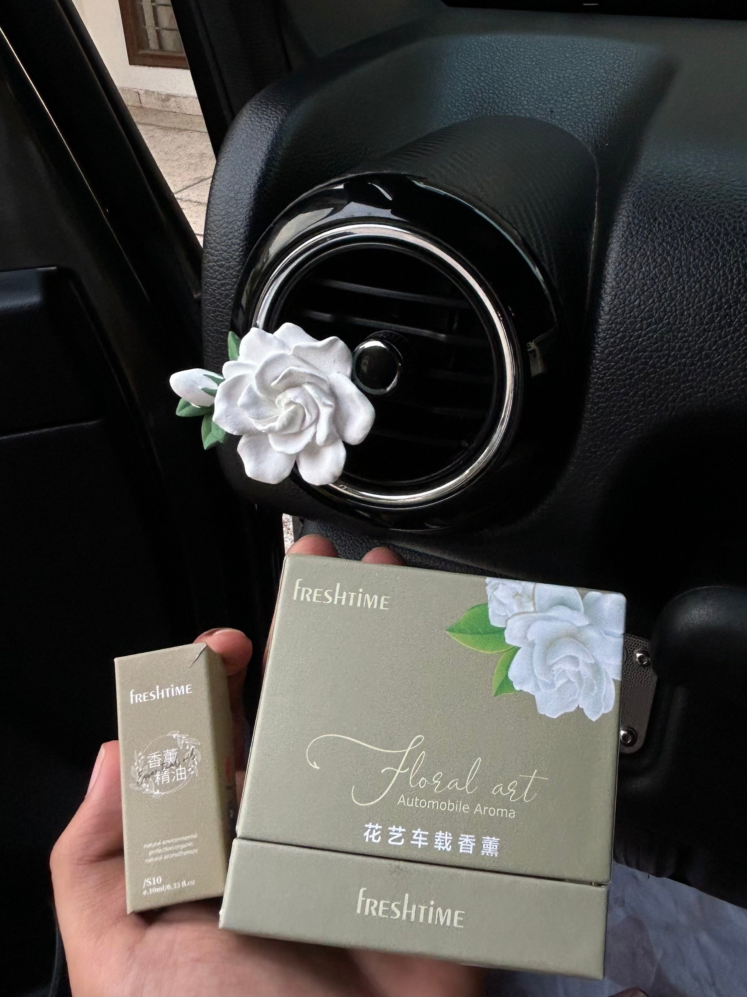 White Rose Car Air Freshener Clip For Ac Vent With Perfume Bottle 10ml(1 Pc)